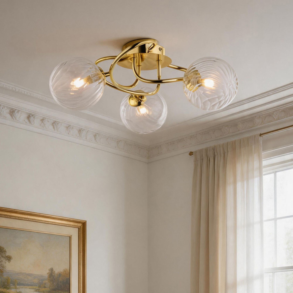 Amelia 3 Way Ceiling Light Fitting Polished Brass Image 2