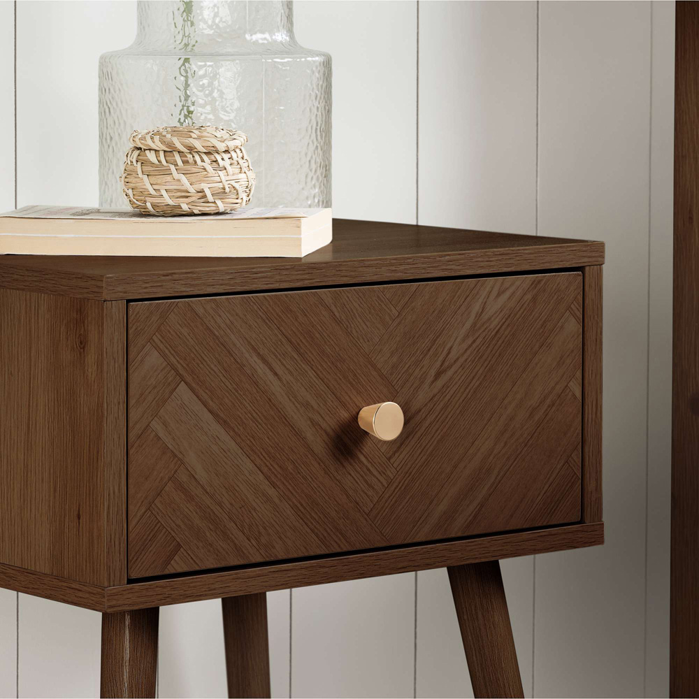 Birlea Herringford Single Drawer Walnut Bedside Table 2 Pack Image 6