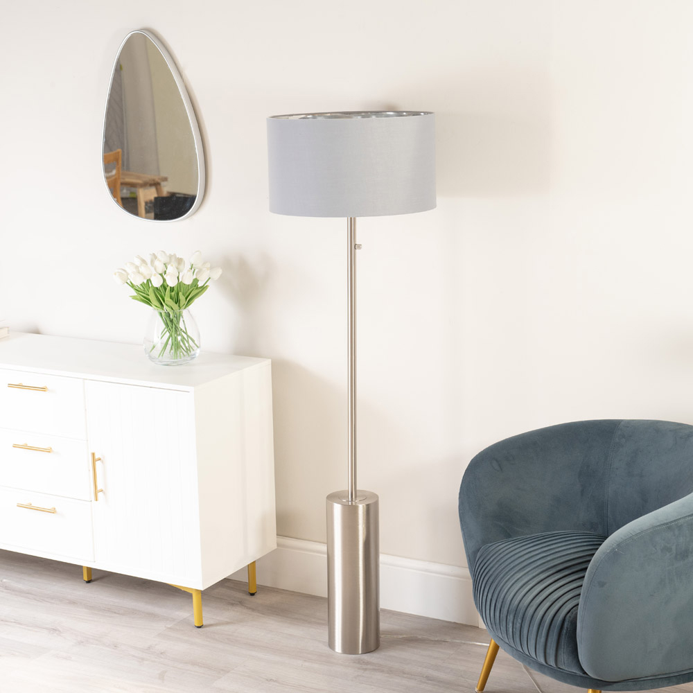 ValueLights Lexy Grey and Chrome Shade Chrome LED Floor Lamp Image 4