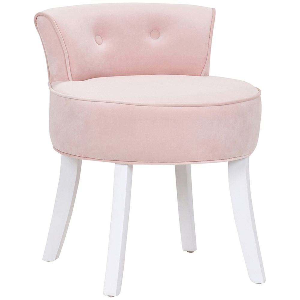 Living and Home Light Pink Chenille Button Tufted Dressing Table Stool Image 2