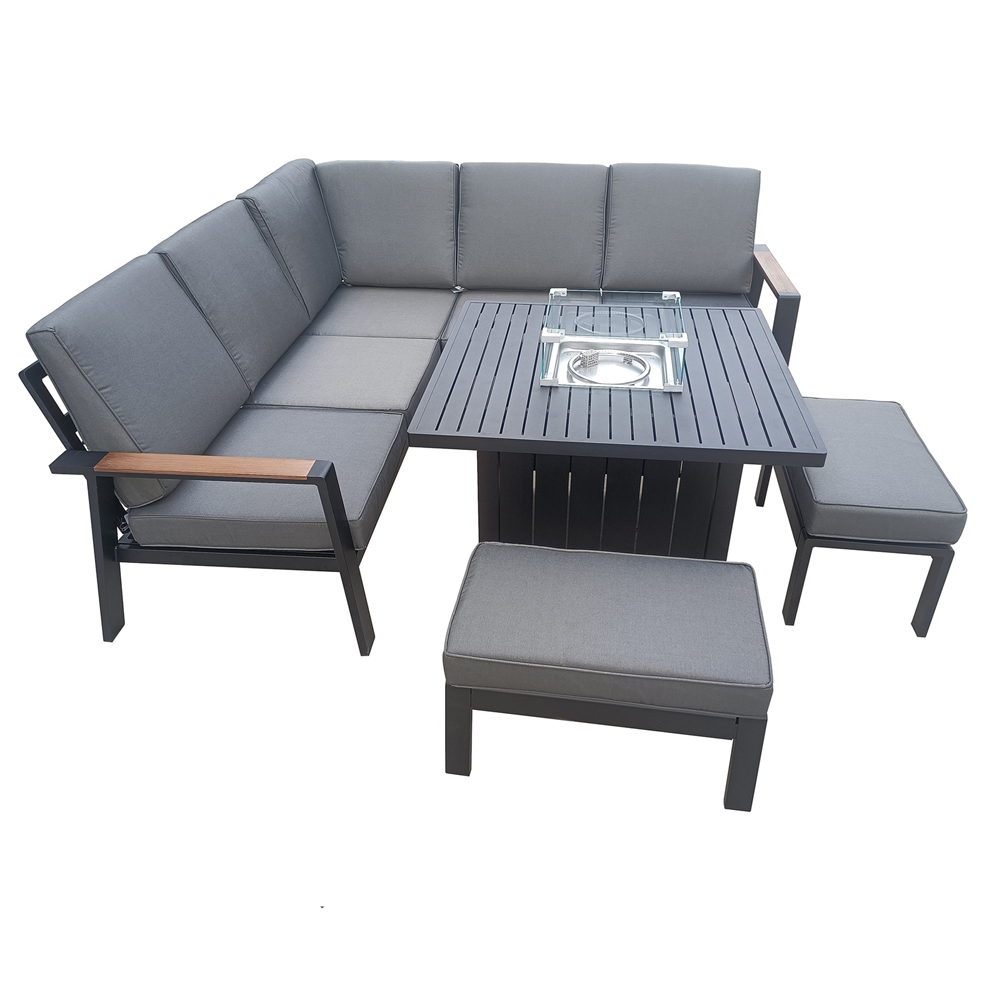 Furniture One 7 Seater Rattan Garden Corner Lounge Set with Fire Pit Image 3