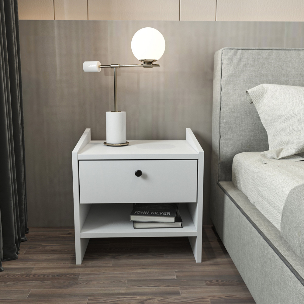 Decorotika Berlin Single Drawer Single Shelf Hazeran Bedside Table Image 4