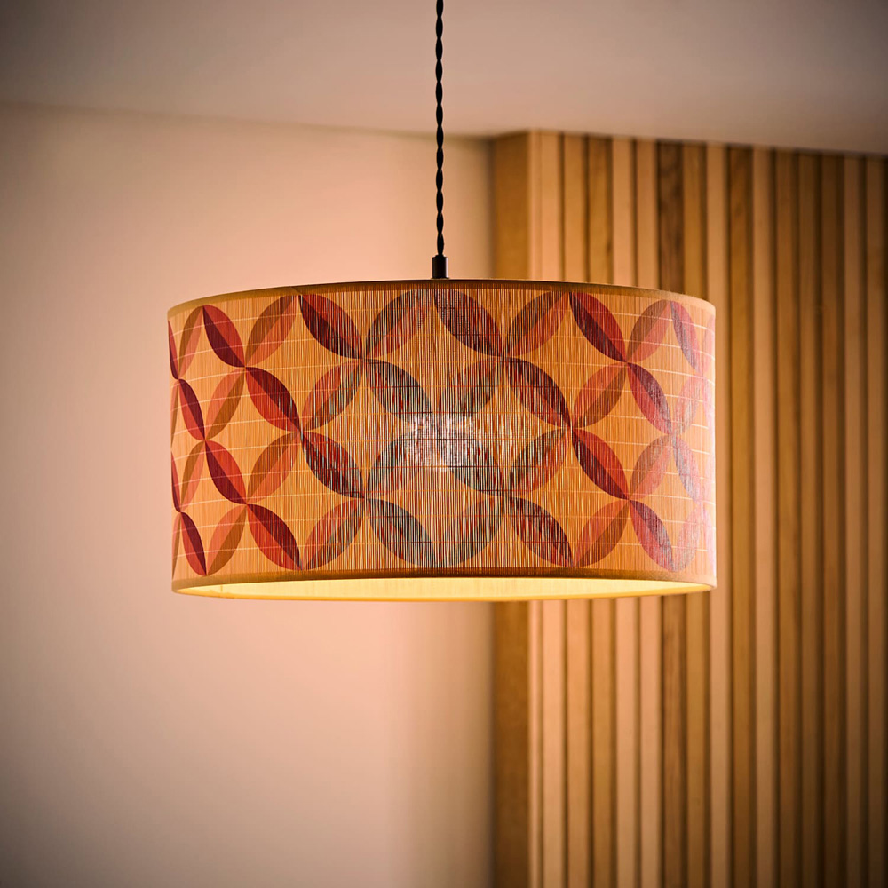ValueLights Lori Geo Print Bamboo Drum Easy Fit Ceiling Light Lamp Shade 45cm Image 2