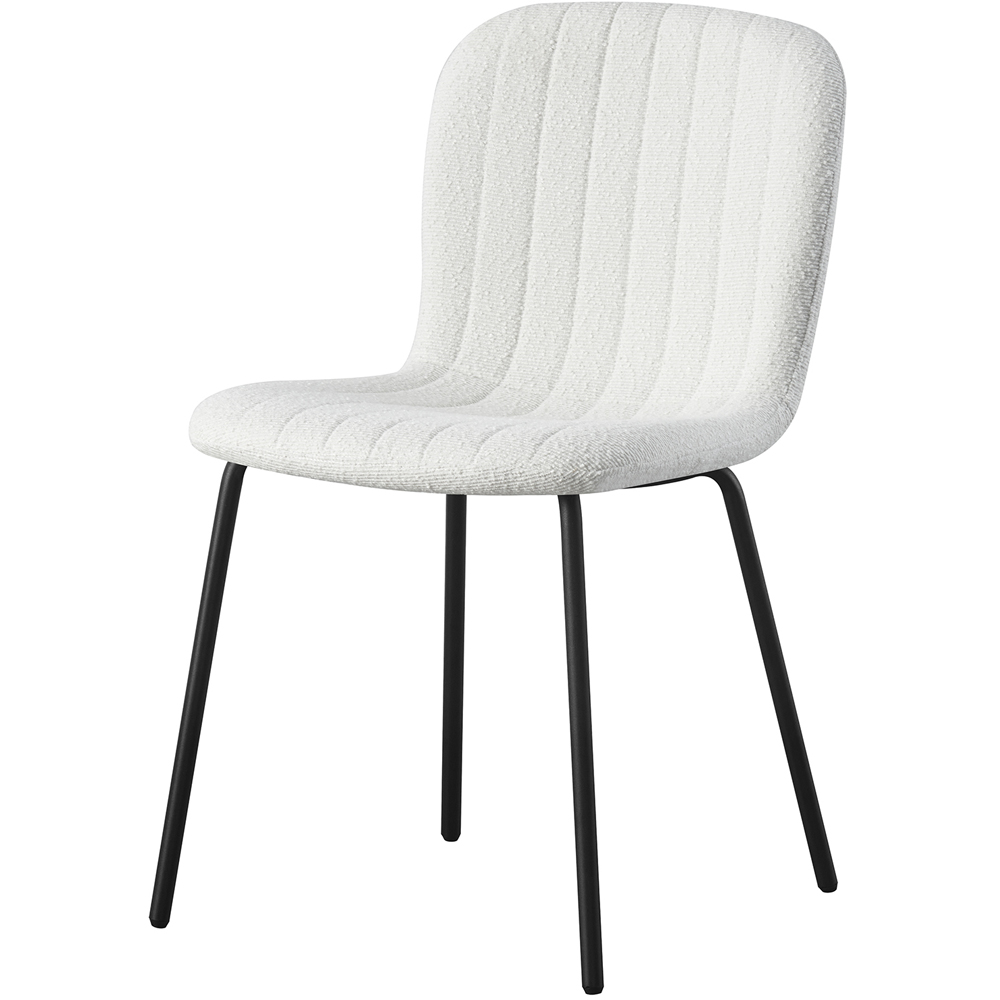 Bella Set of 4 White Teddy Faux Fur Stitched Design Dining Chairs Image 2