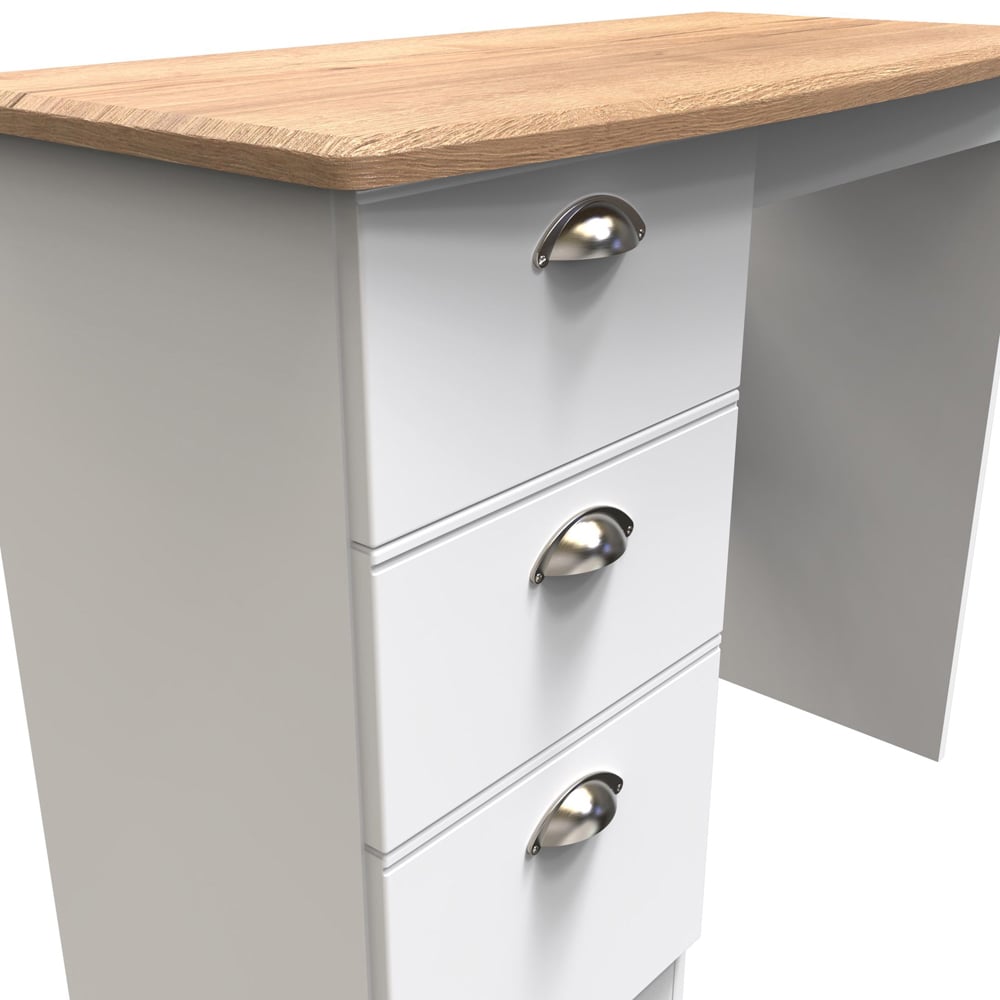 Crowndale Victoria 3 Drawer White Ash and Oak Computer Desk Image 5