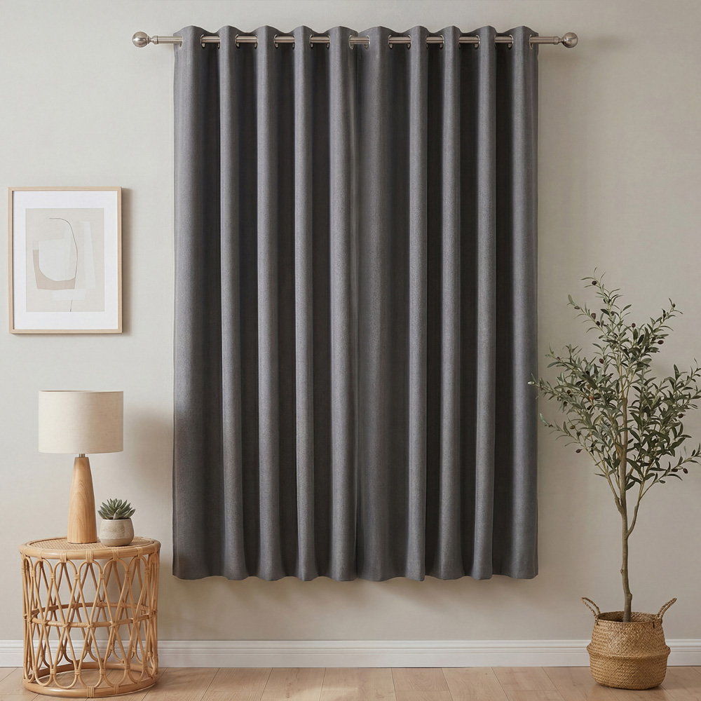 Living and Home Solid Grey Blackout Chenille Curtains 168 x 137cm Image 7