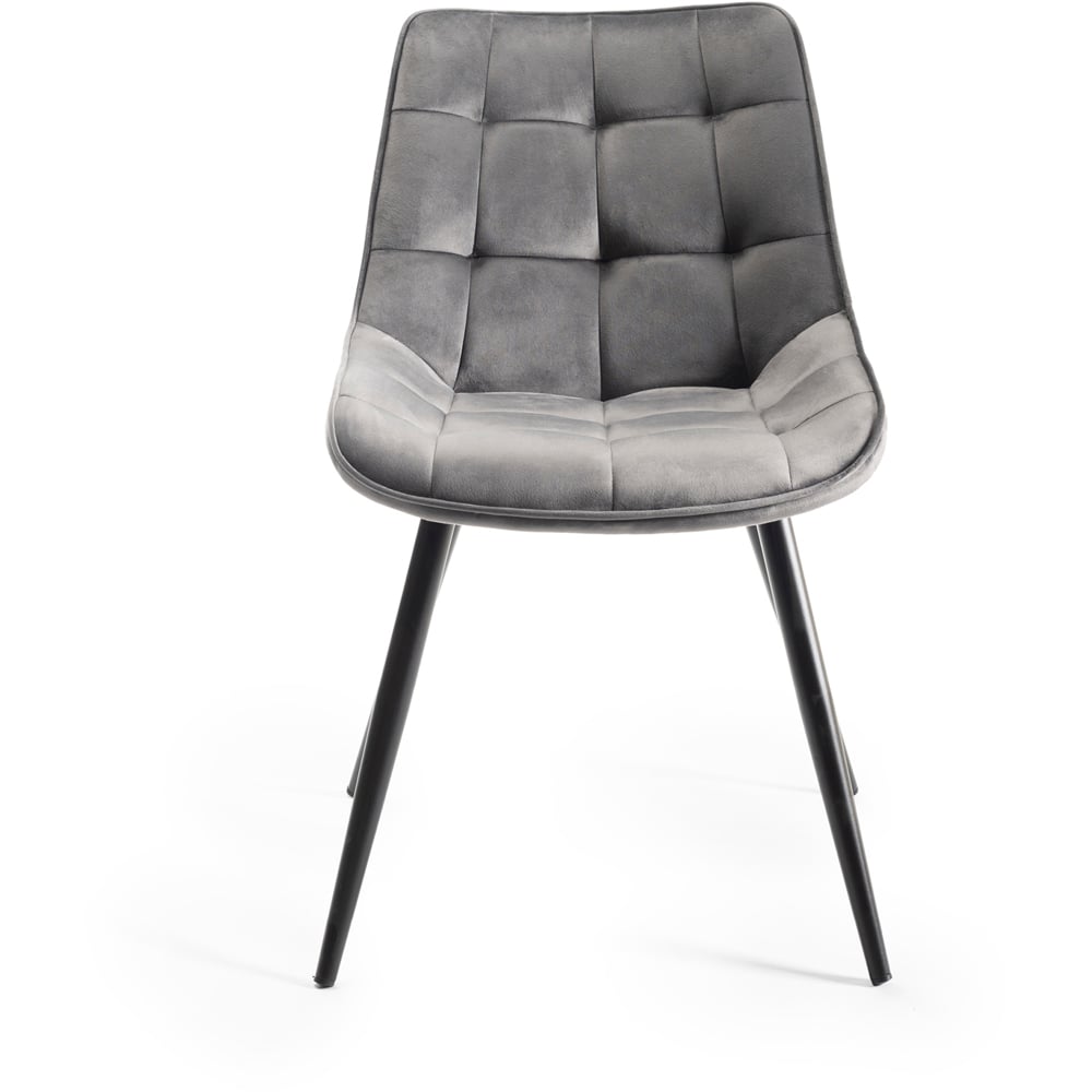 Bentley Designs Seurat Set of 2 Grey Velvet Fabric Upholstered Chair Image 3