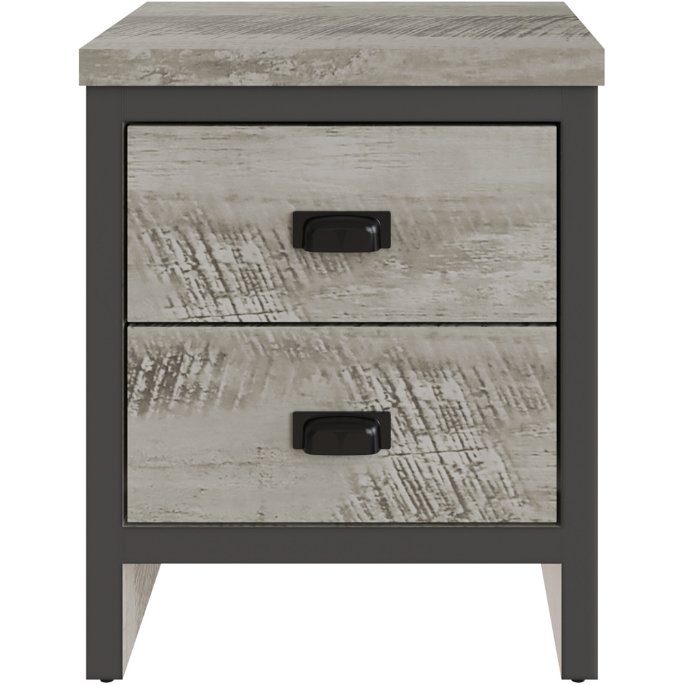 GFW Boston 2 Drawer Grey Bedside Table Set of 2 Image 4