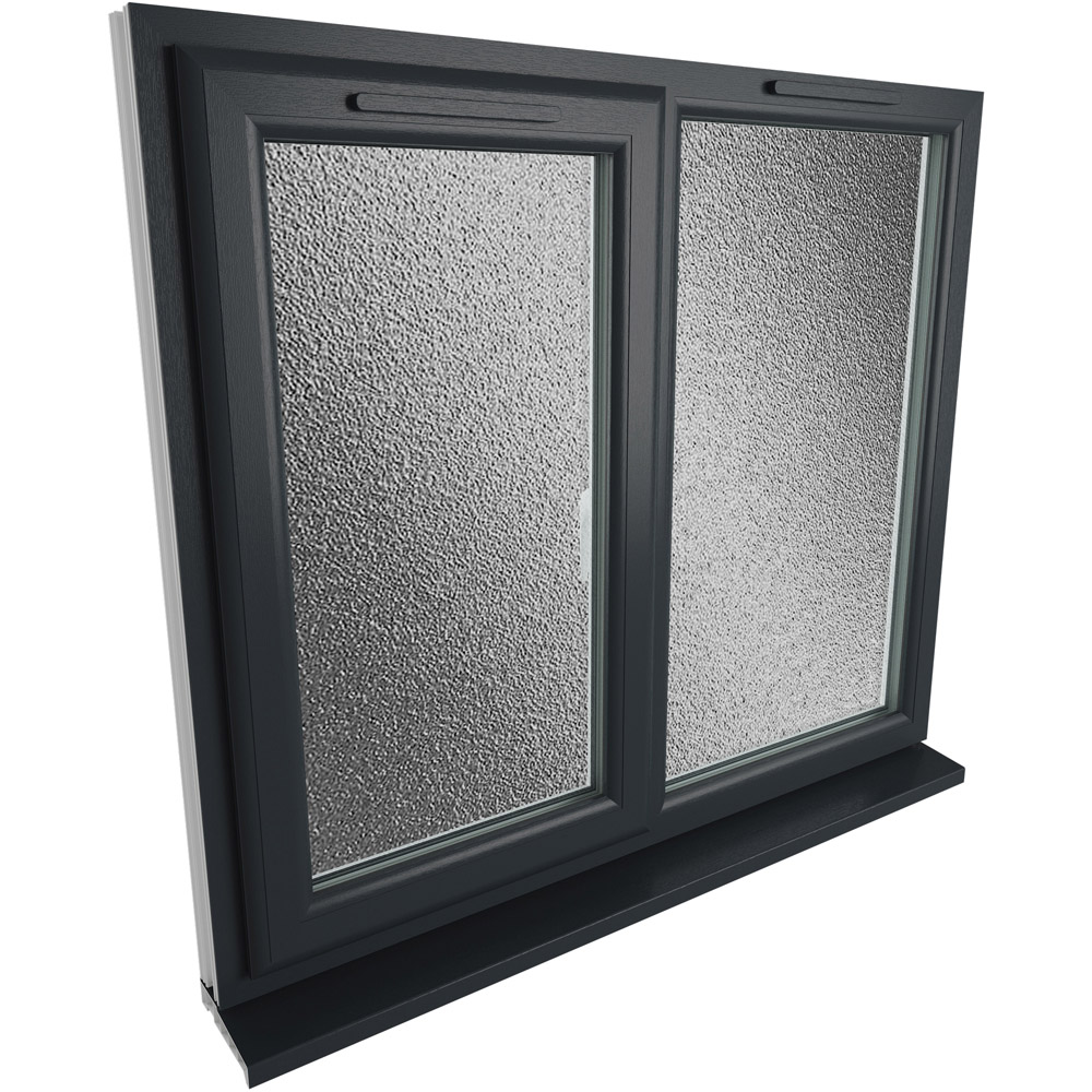 Crystal uPVC Triple Glazed Window LH Side Hung Next to a Fixed Grey White Obscure Glass 1190x1190mm Image 9