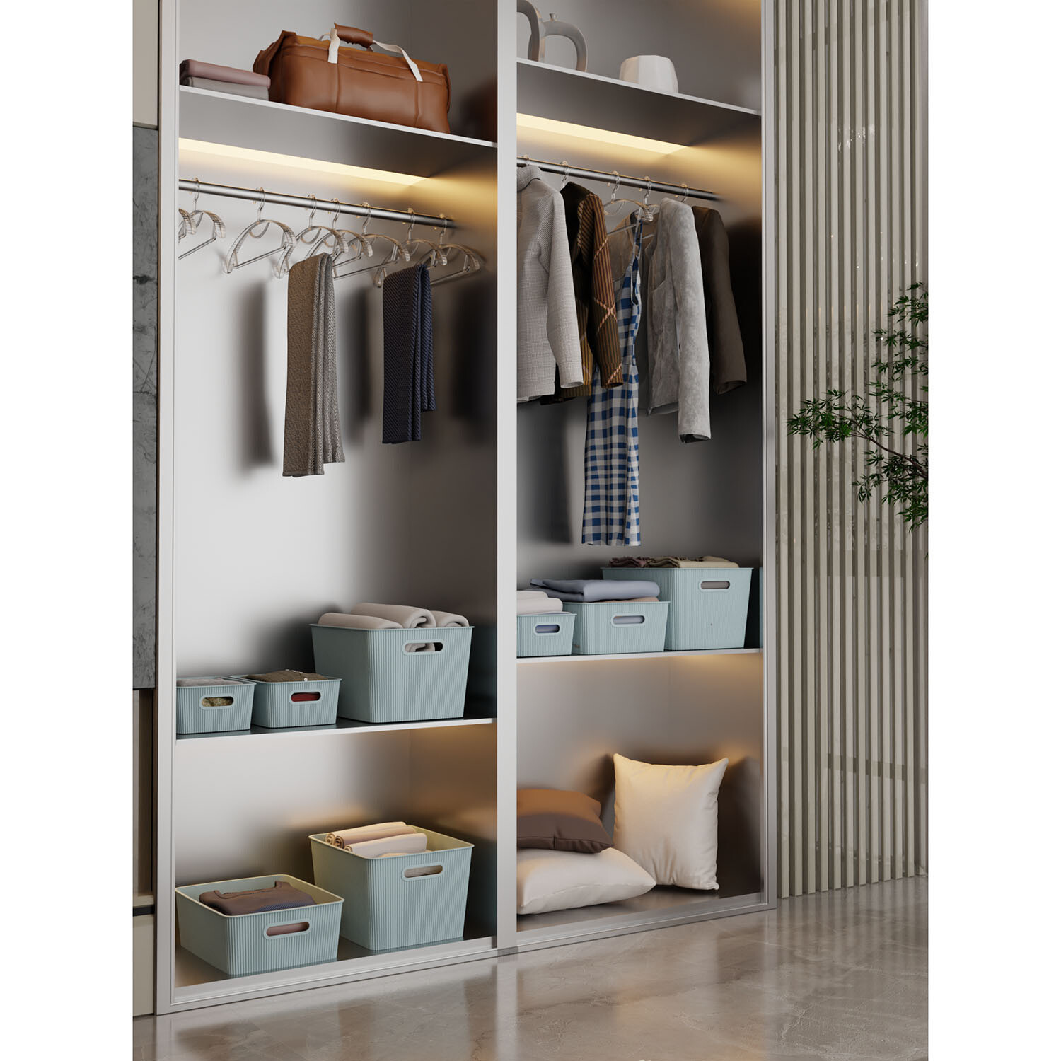 My Home Ribbed Storage Basket - Slate / Large Image 3