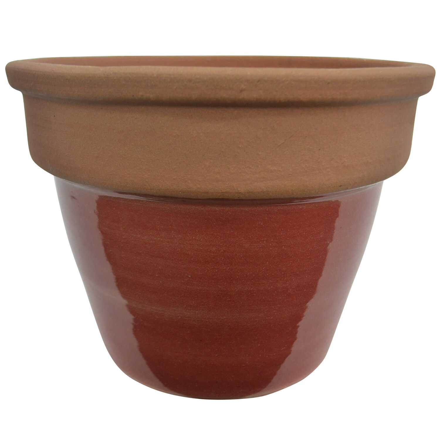 Glazed Pot with Terracotta Rim Red 27cm Image