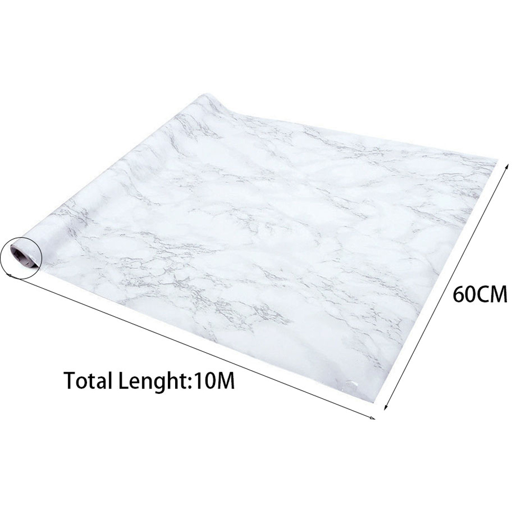 Living and Home Marble Effect White Rectangle Self Adhesive Wallpaper Image 8