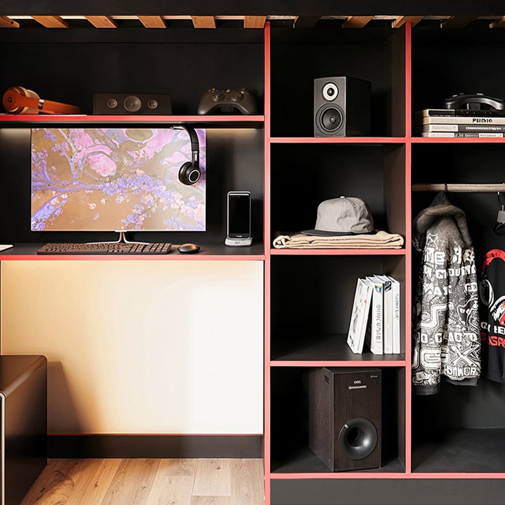 Flair Summit Single Black and Red Gaming High Sleeper Image 2