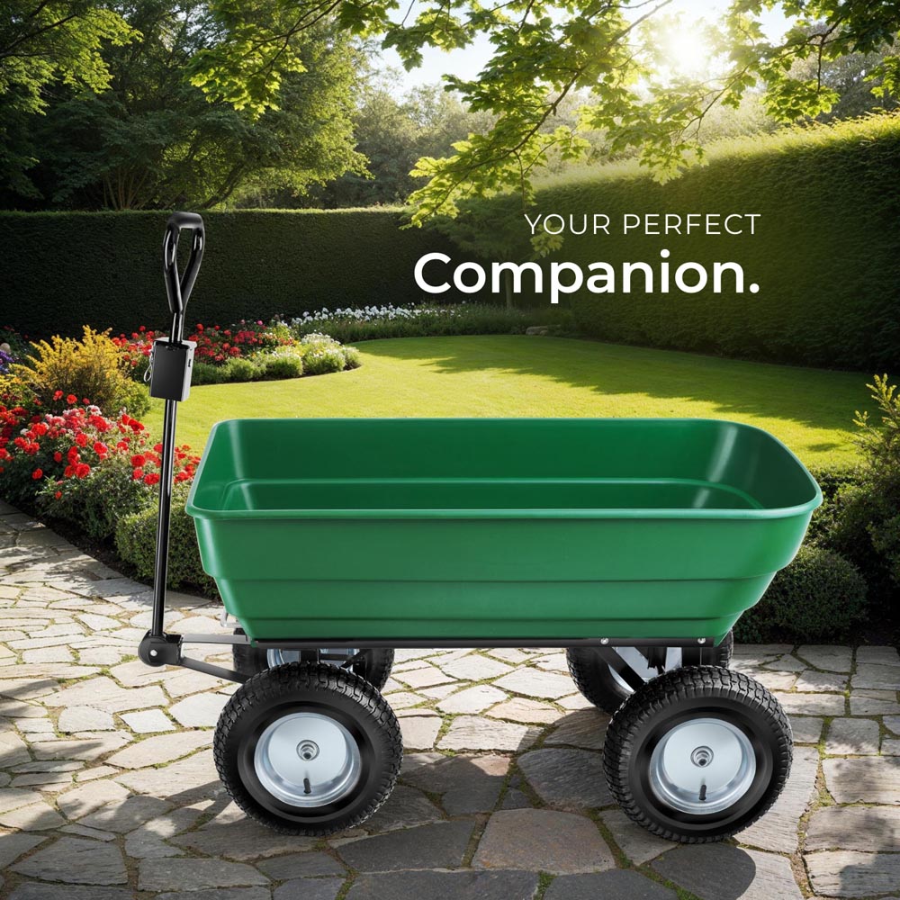 tectake Green Garden Trolley with Padded Handle 300kg Image 7