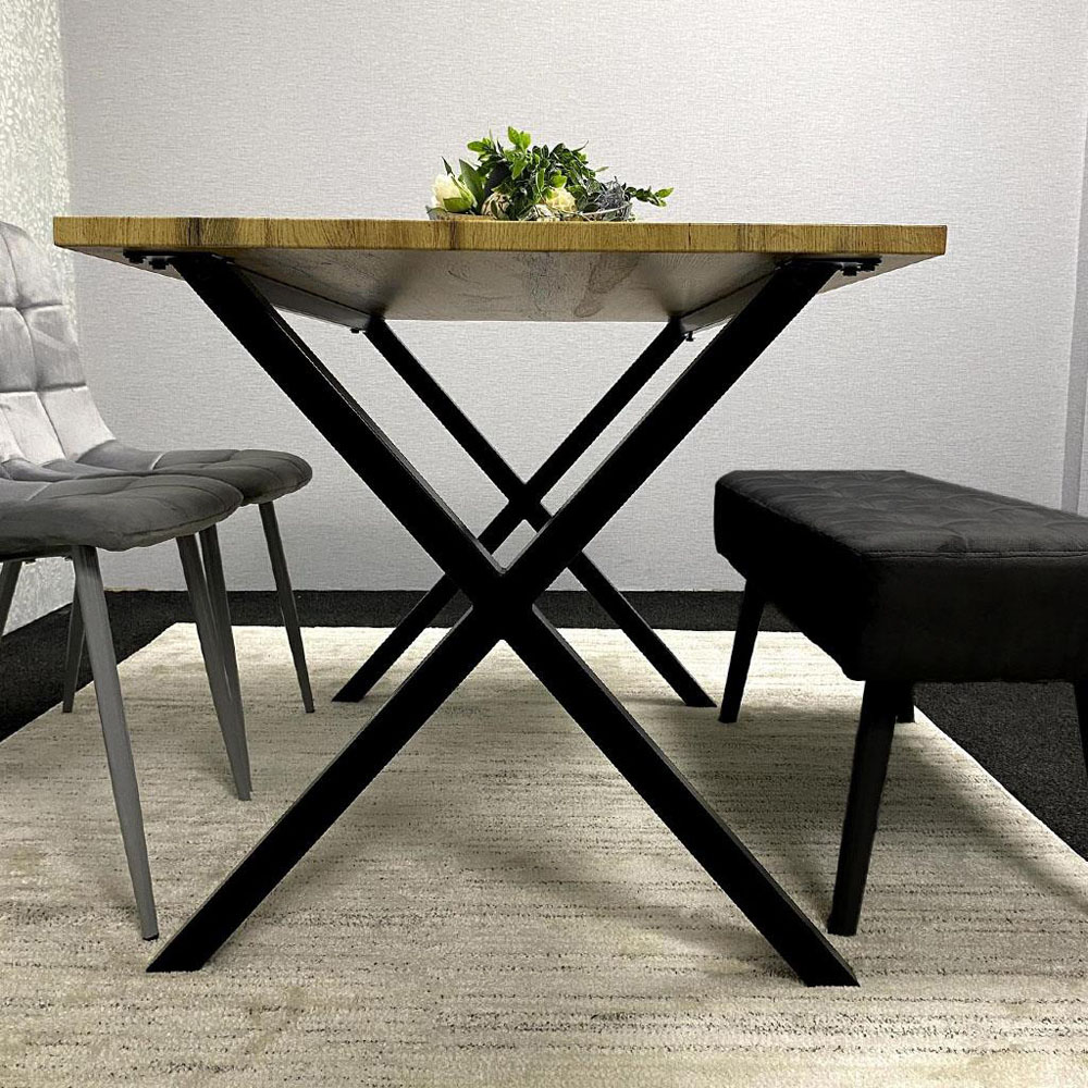 Portland 4 Seater Grey and Black Dining Table Set with Velvet Chairs and Padded Bench Image 6