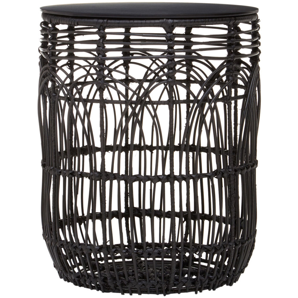 Premier Housewares Arles Black Rattan Round Side Table Image 2