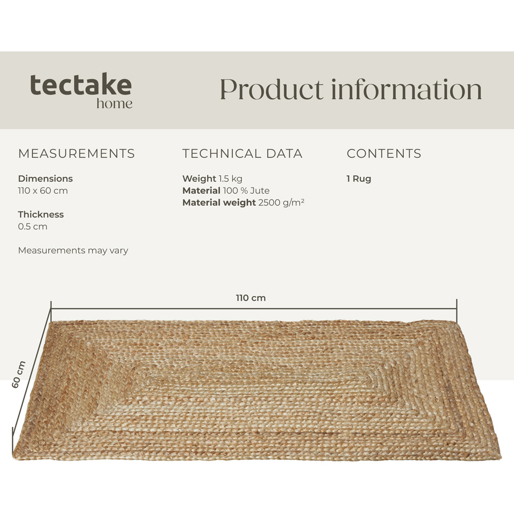 tectake Glim Jute Woven Rug 110 x 60 x 0.5cm Image 8