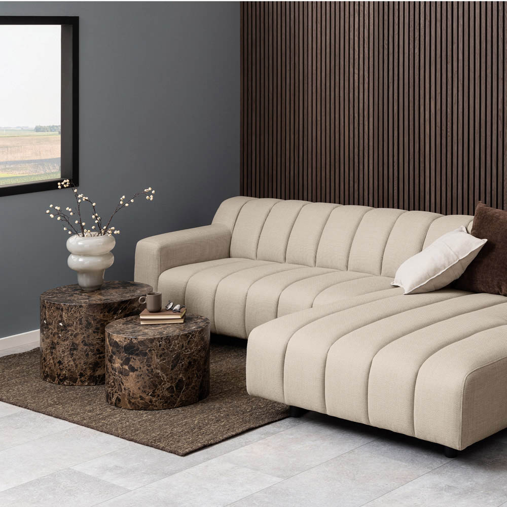 Florence Dice Brown Marble and Delhi Rough Paper Effect Round Coffee Table Set of 2 Image 9