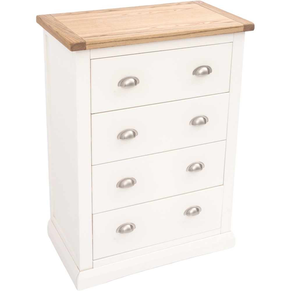 Cabinet Bits Cosenza 4 Drawer Off White Chrome Cup Handle Chest of Drawers Image 4