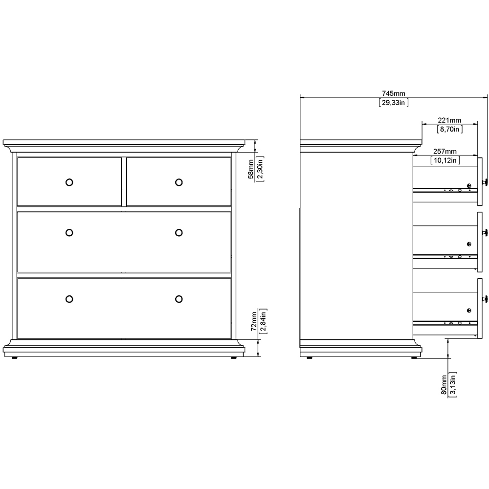 Florence Paris 4 Drawer White Chest of Drawers Image 9