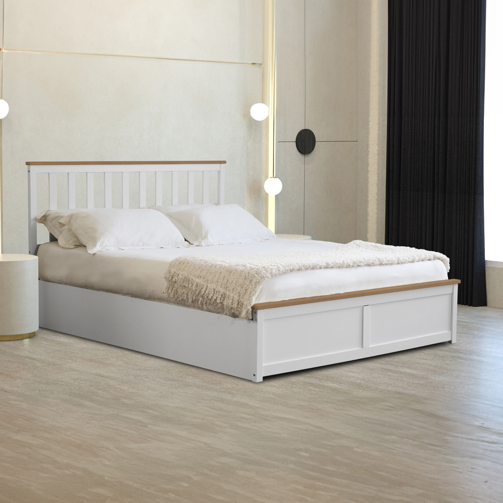 Comfy Living Small Double White Gas Lift Ottoman Bed Image 3