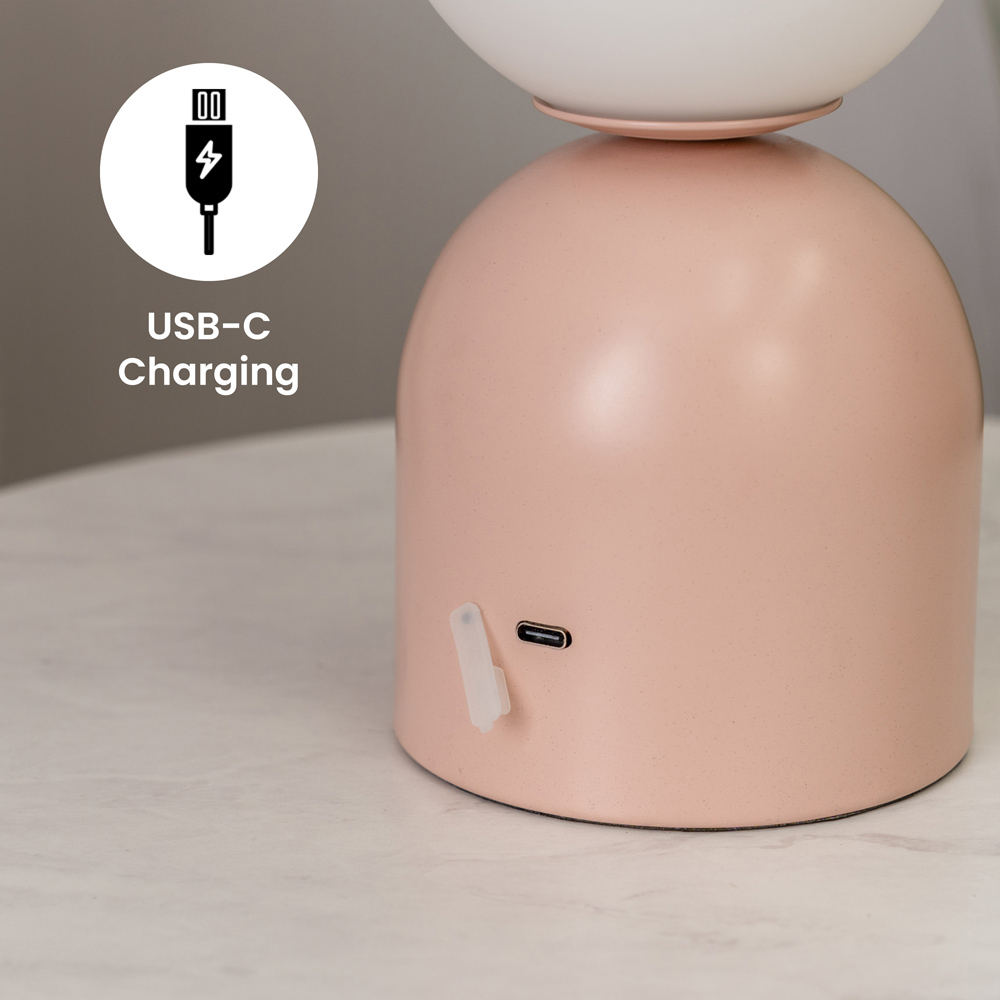 ValueLights Marlow Pink Rechargeable LED Portable Table Lamp Image 7