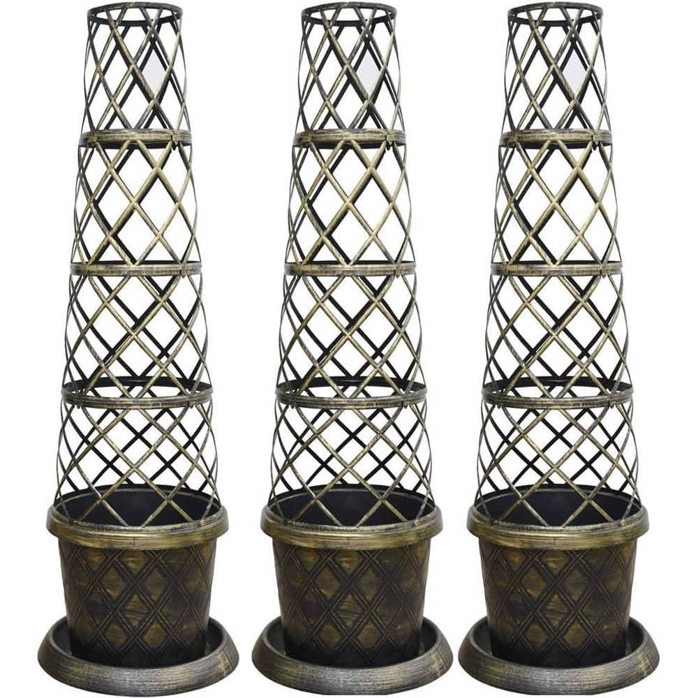 Thompson and Morgan Tower Black and Gold Plant Pot Kit 3 Pack Image 1