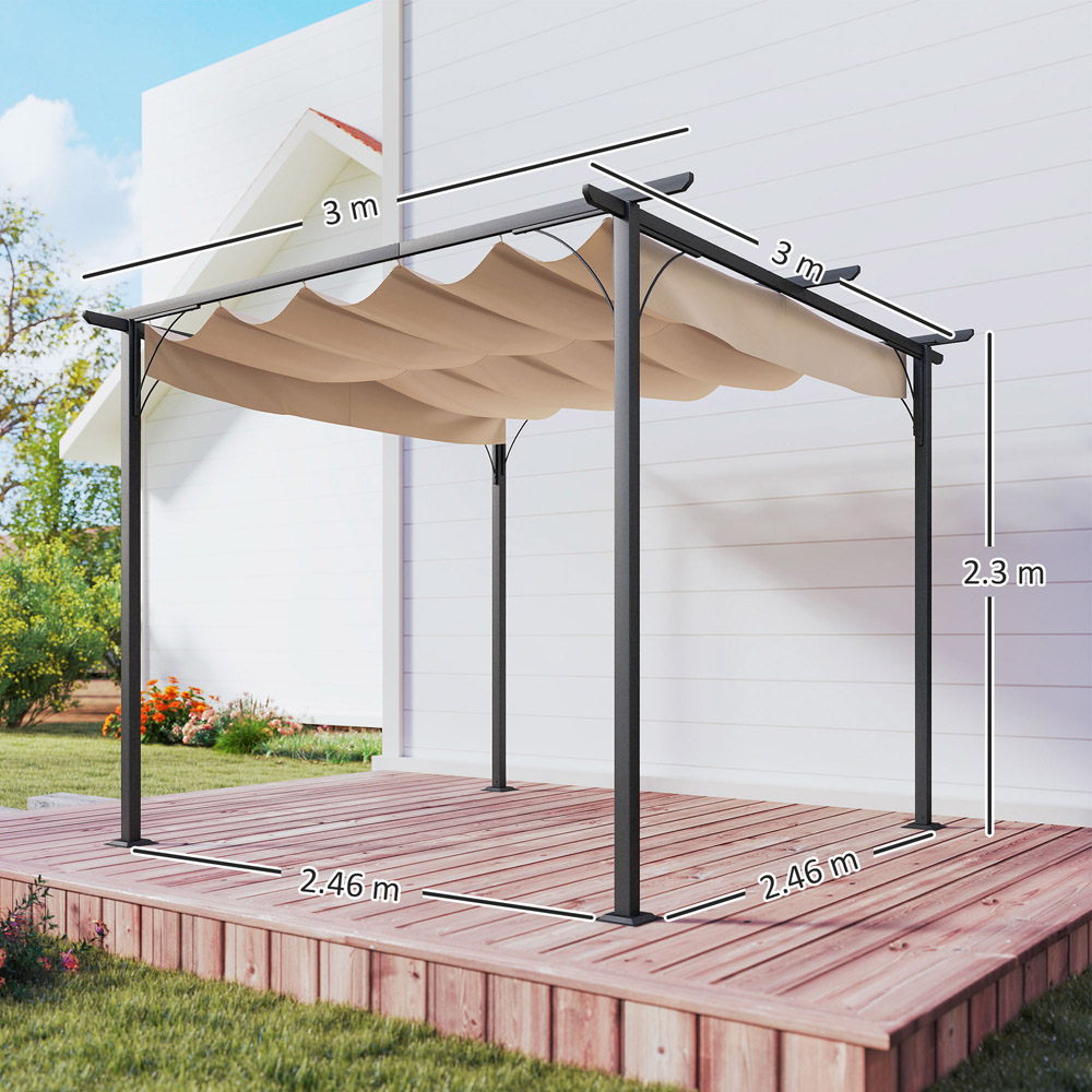 Outsunny 3 x 3m Cream Metal Pergola Image 9