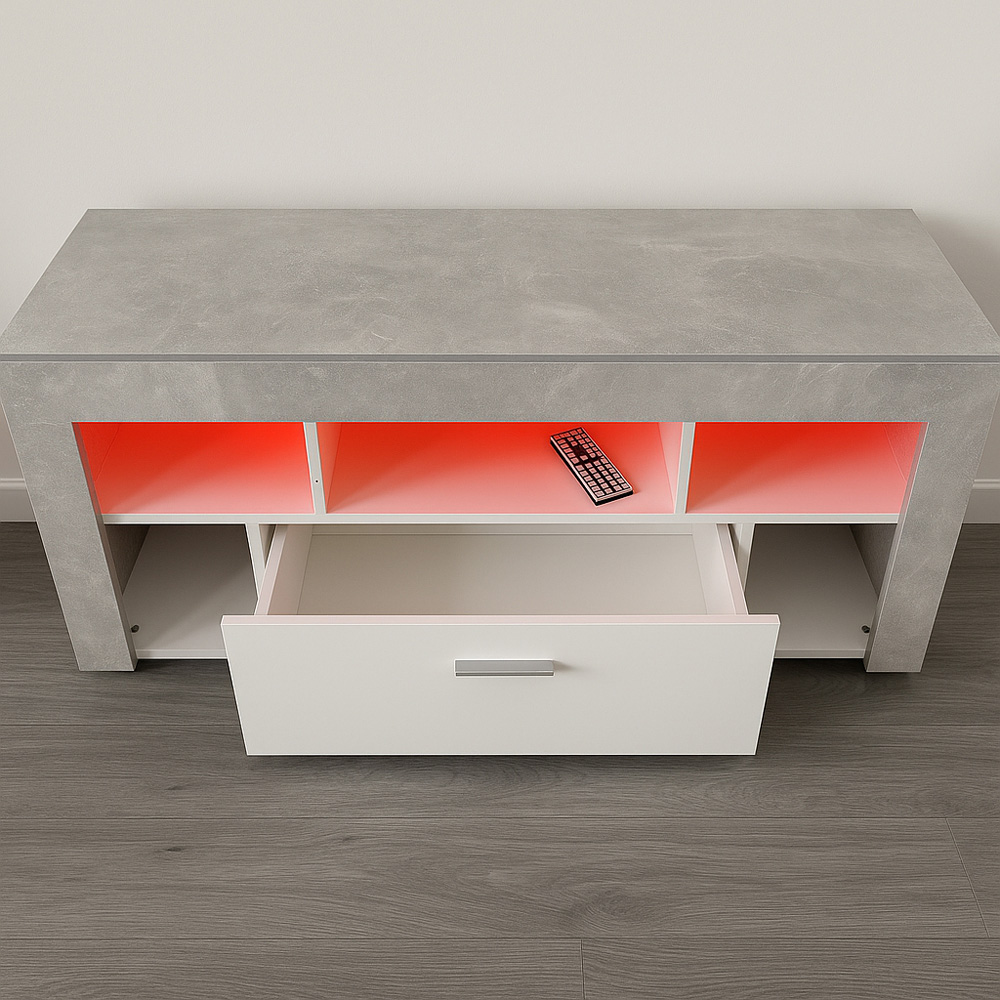 Portland Single Drawer Stone Grey TV Unit Image 3