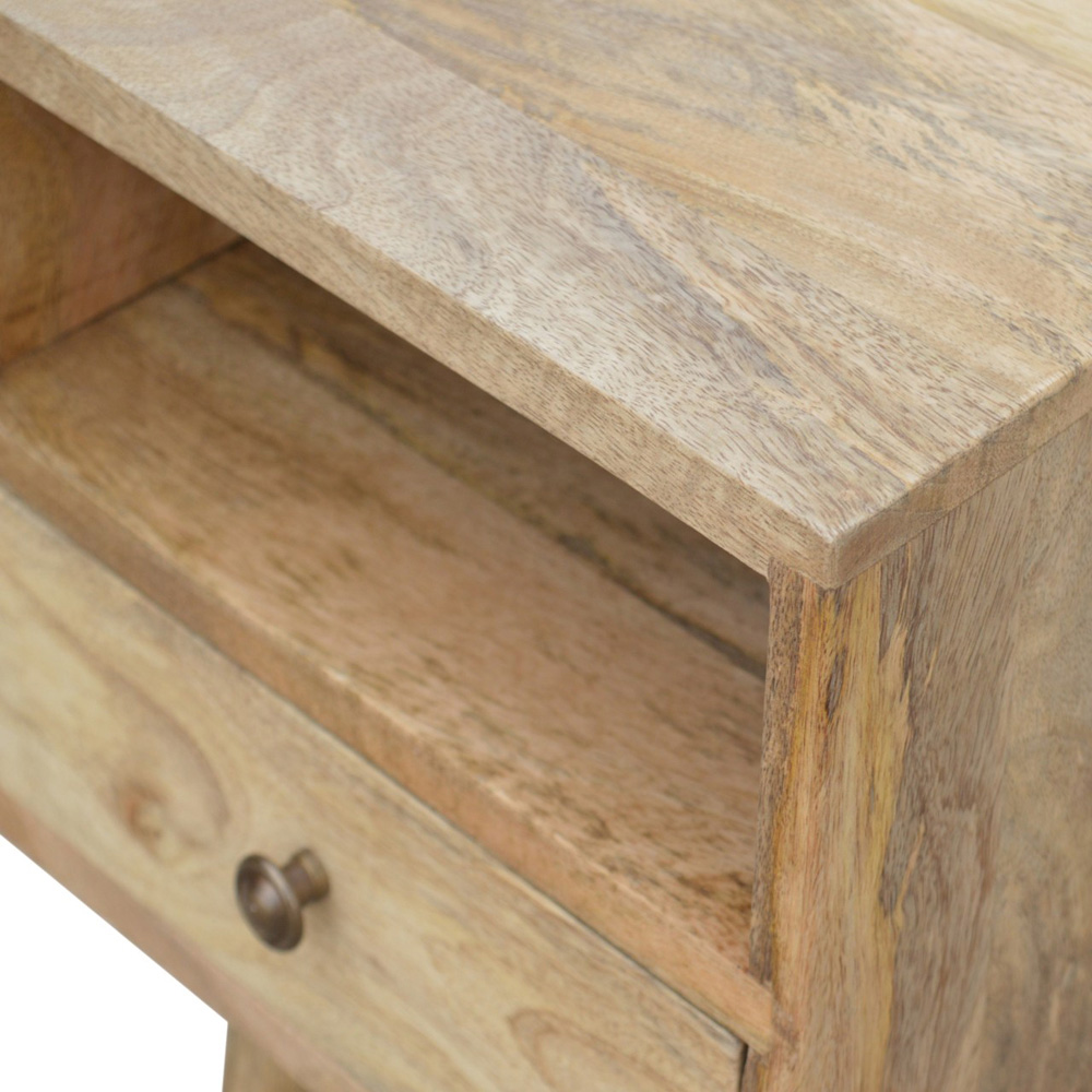Artisan Furniture Oak-ish Single Drawer Single Shelf Solid Wood Mini Bedside Table Image 6