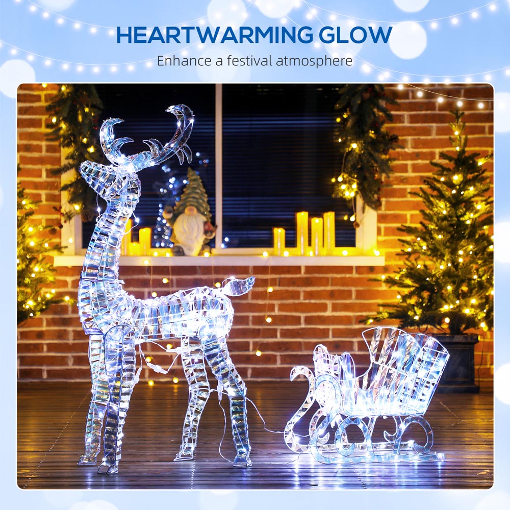 Everglow 170 Warm White LED Reindeer with Sleigh Christmas Decoration Image 7