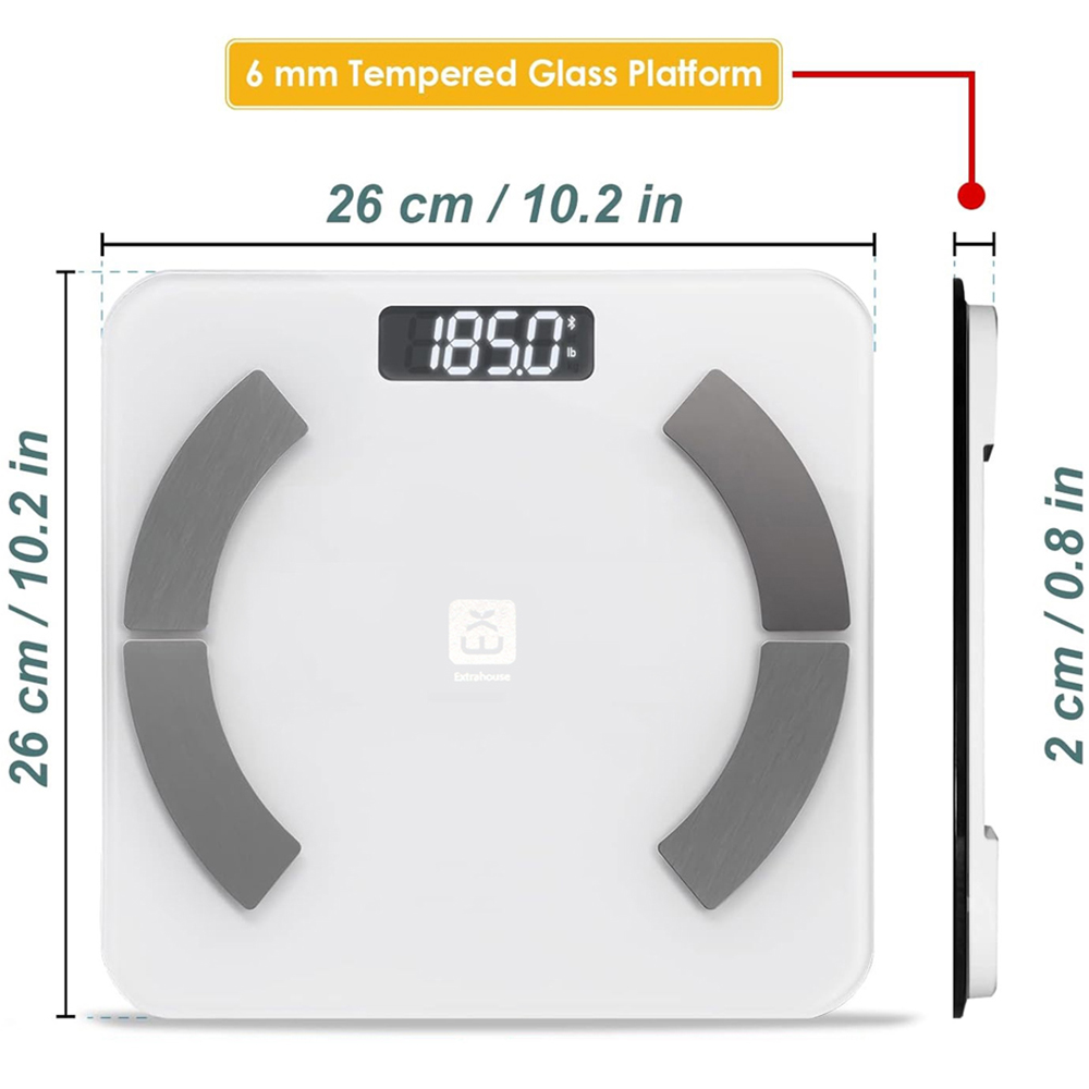ExtraStar White Smart Digital Bathroom Weighing Scale with 17 Body Measurements Image 4