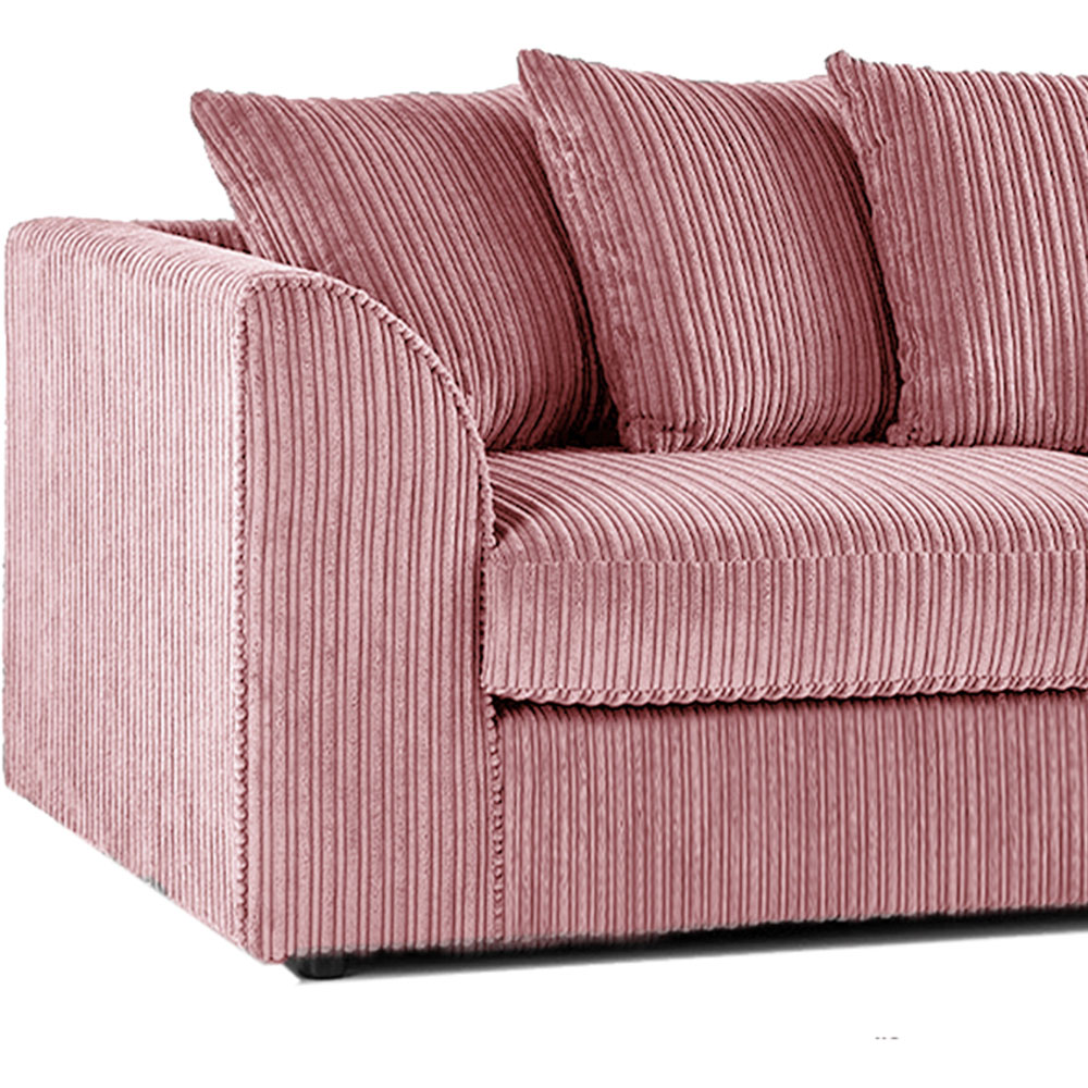 Luxor 5 Seater Pink Jumbo Cord Scatter Back Sofa Suite Image 4