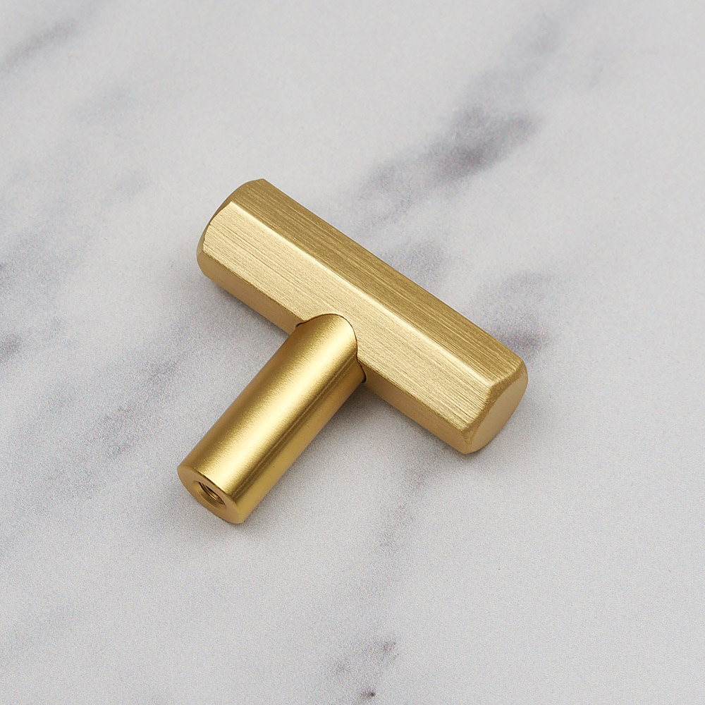 Handle & Home Brushed Brass Hexagon T-Bar Knob 40mm Image 5