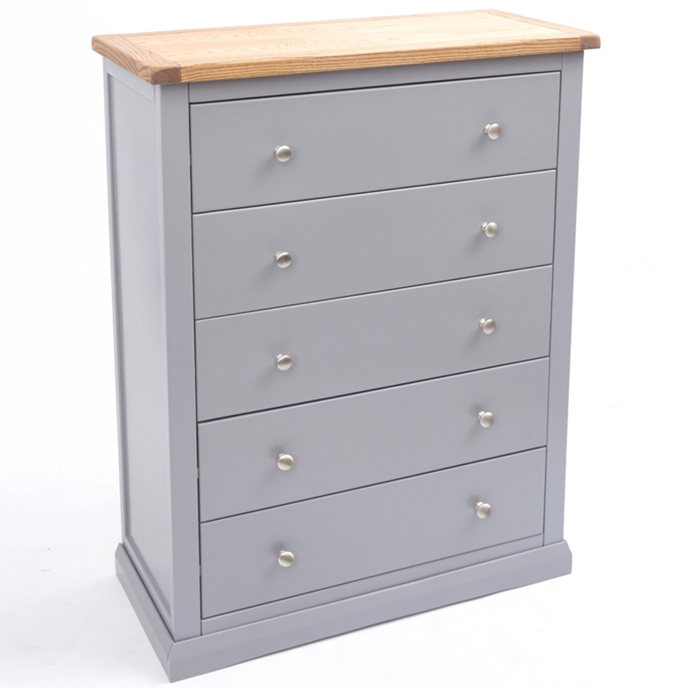 Cabinet Bits Rocca 5 Drawer Dark Grey Chrome Knob Chest of Drawers Image 4