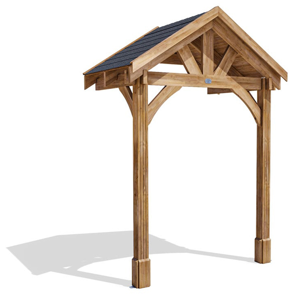 Dunster House Thunderdam 2 x 1.5m Brown Full-Height Porch Canopy with Black Shingle and 2 Posts Image 2