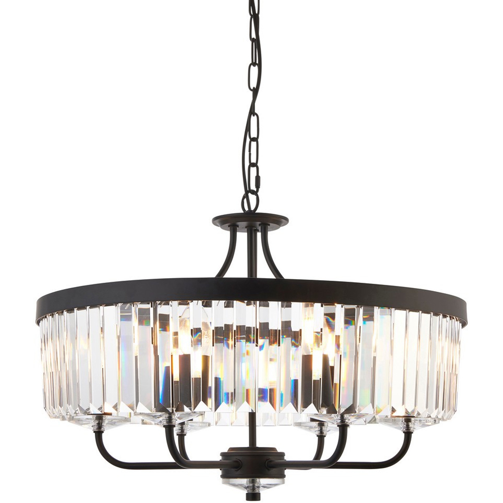 Merano Ascoli Matt Black Cut Glass Multi Arm Pendant Flush Ceiling Lamp Image 3