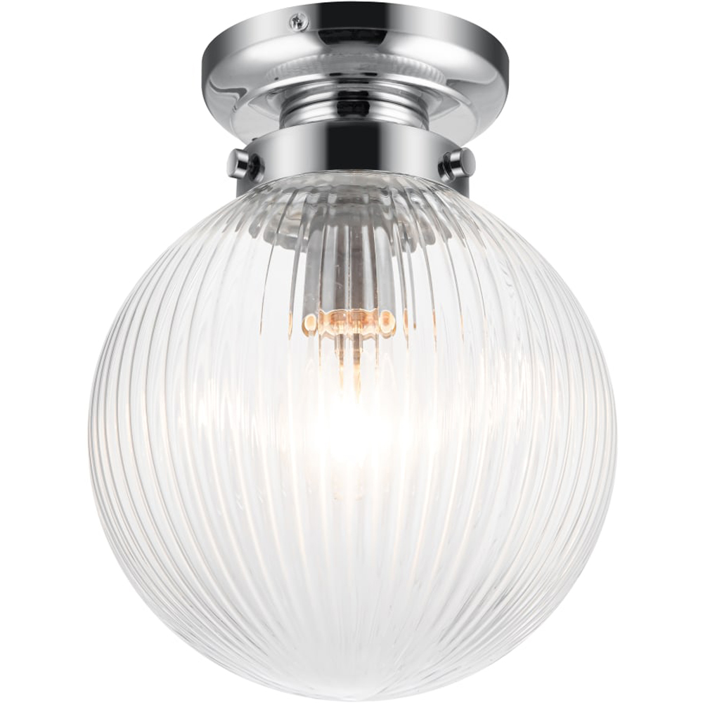 Cosylyte Finley Chrome Ribbed Glass Ceiling Light Image 3