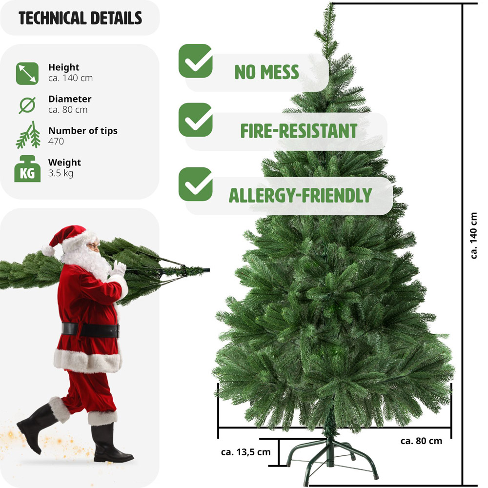tectake Injection Moulding Lifelike Artificial Christmas Tree 4.5ft Image 9