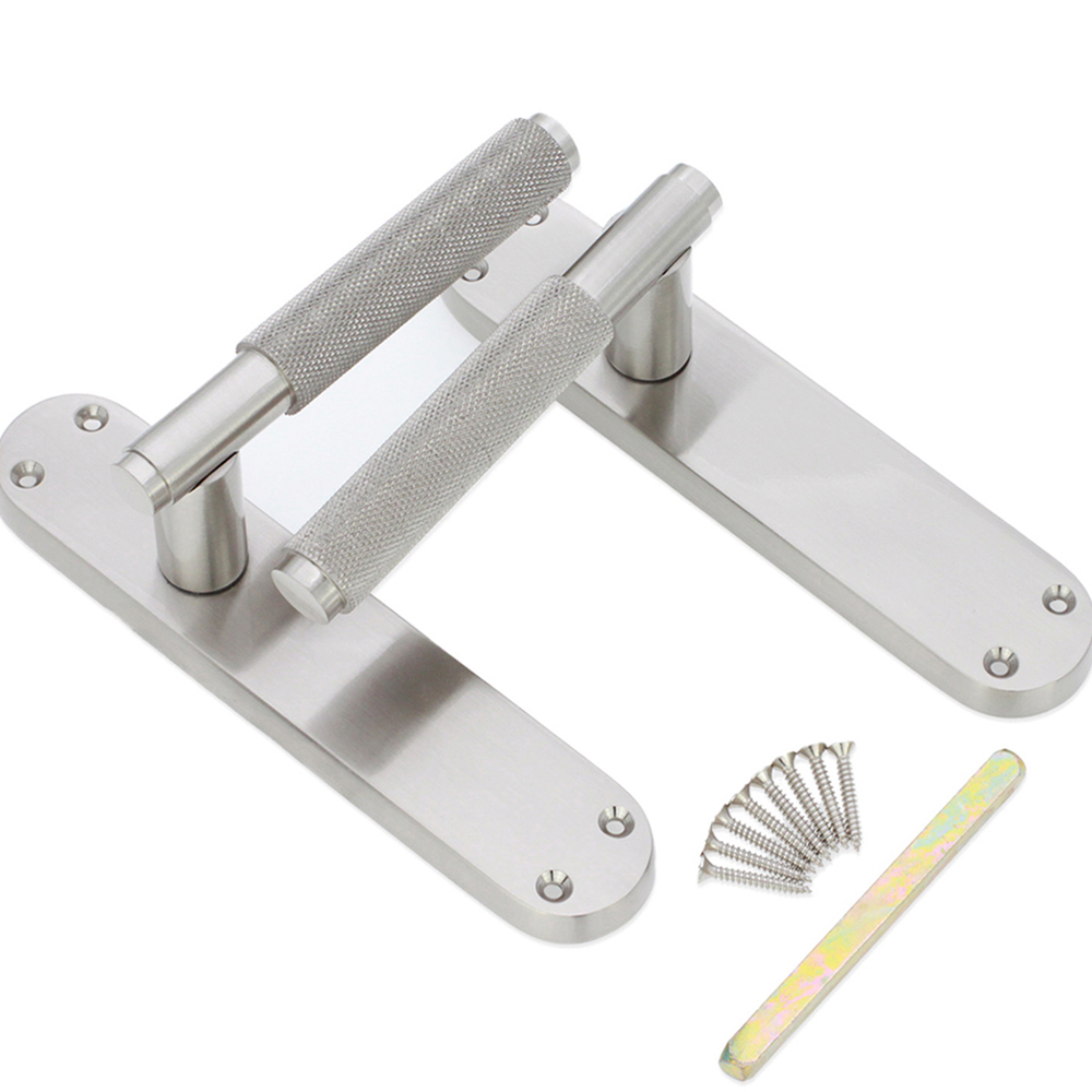 Spira Brass Connaught Satin Nickel Knurled Lever Door Handle with Latch Backplate 2 Pack Image 4