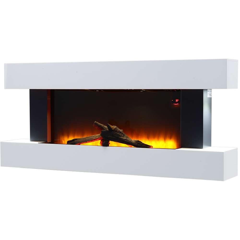 Living and Home 52 Inch Electric Fireplace White LED Surround Set with Remote Control Both Side Nightlight Image 4