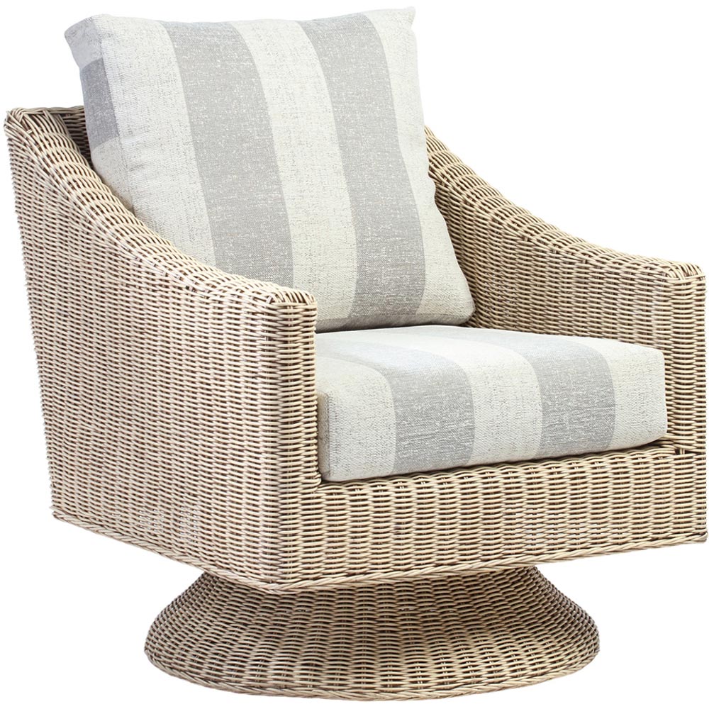Desser Furniture Dijon Natural Rattan Athena Stripe Swivel Chair Image 2