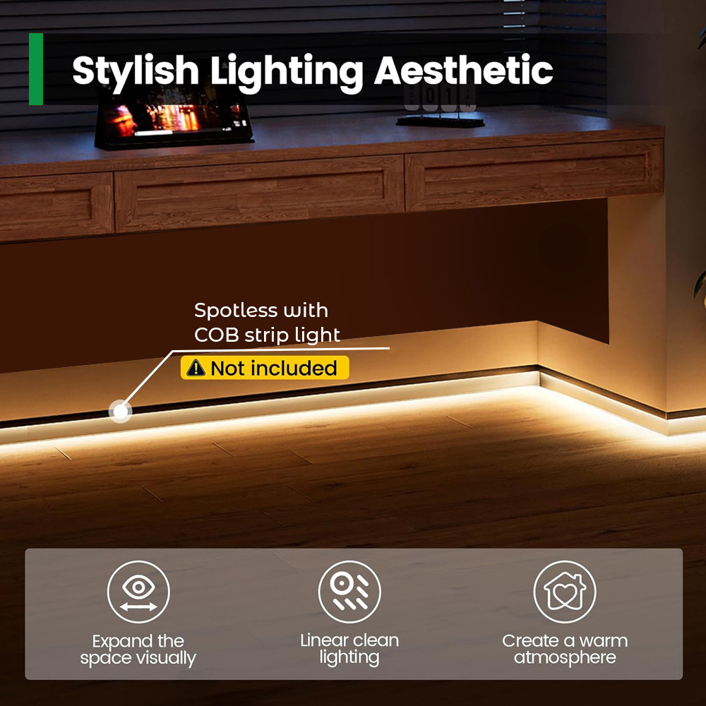 ENER-J White LED Skirting Aluminium Profile Housing 3m 2 Pack Image 4