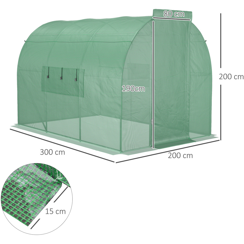 Outsunny Green Steel 6.5 x 10ft Walk In Polytunnel Greenhouse Image 8