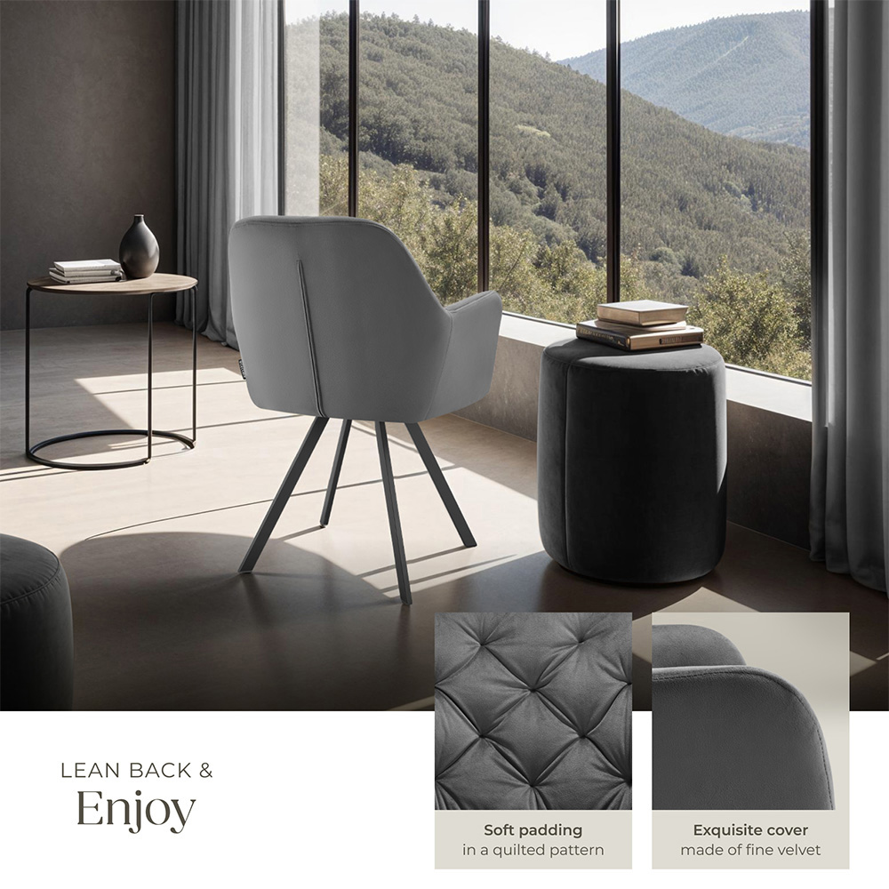 tectake Lucia Set of 2 Anthracite Quilted Armchair Image 8