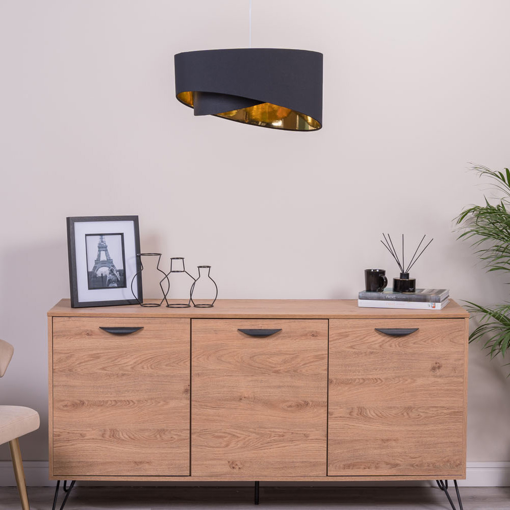 ValueLights Trekan Black and Metallic Gold Pendant Lamp Shade Image 4