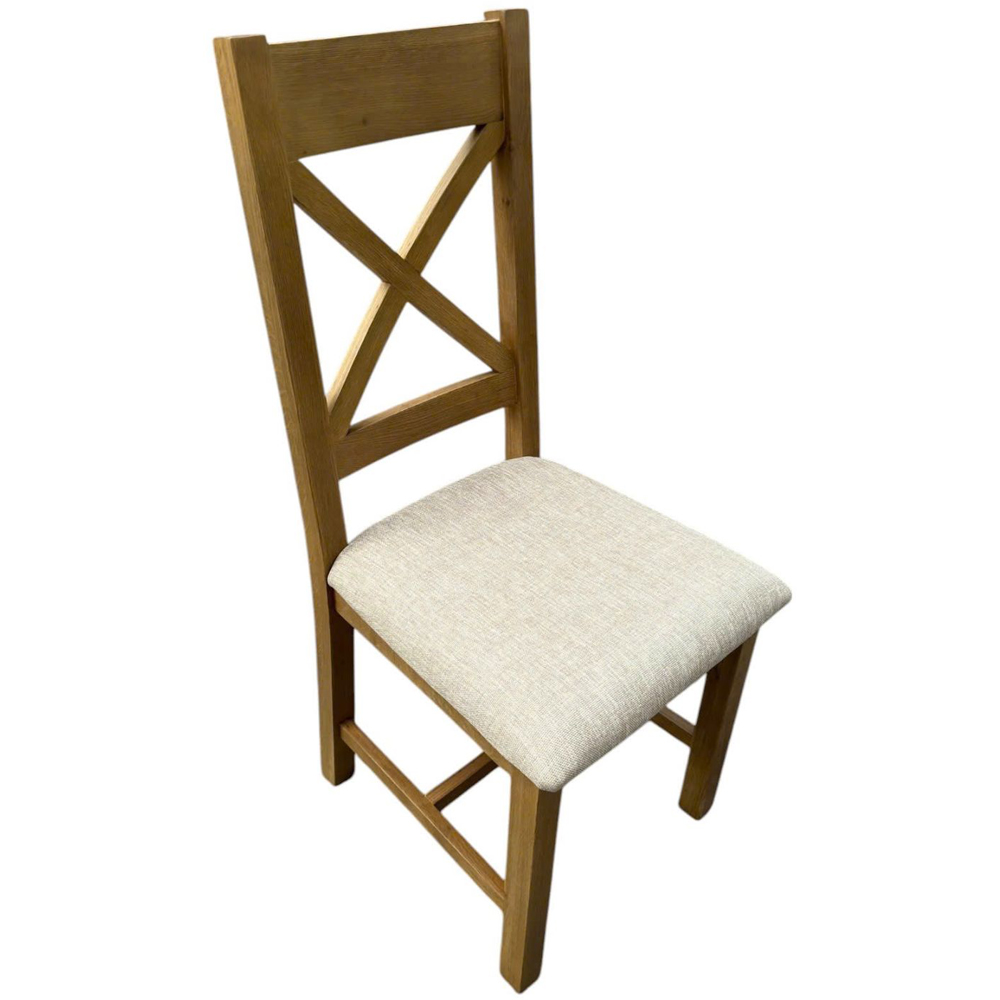 Home Source Copenhagen Beige Wool Solid Oak High Cross Back Dining Chair 2 Pack Image 5