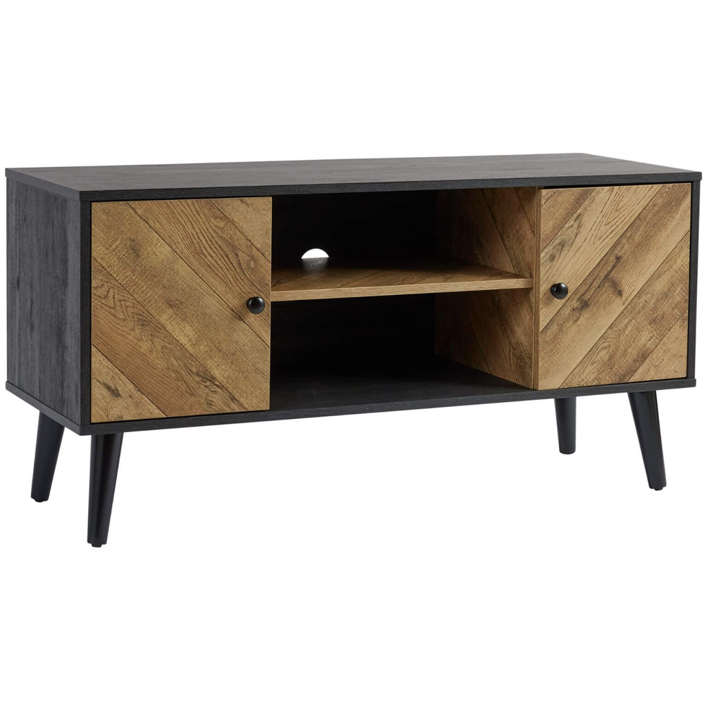 Home Source Dallas 2 Door 2 Shelf Black Frame TV Unit Image 2