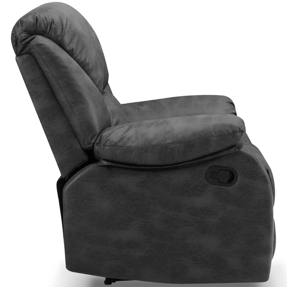 Home Detail Enoch 2 Seater Black Faux Leather Manual Recliner Sofa Image 4