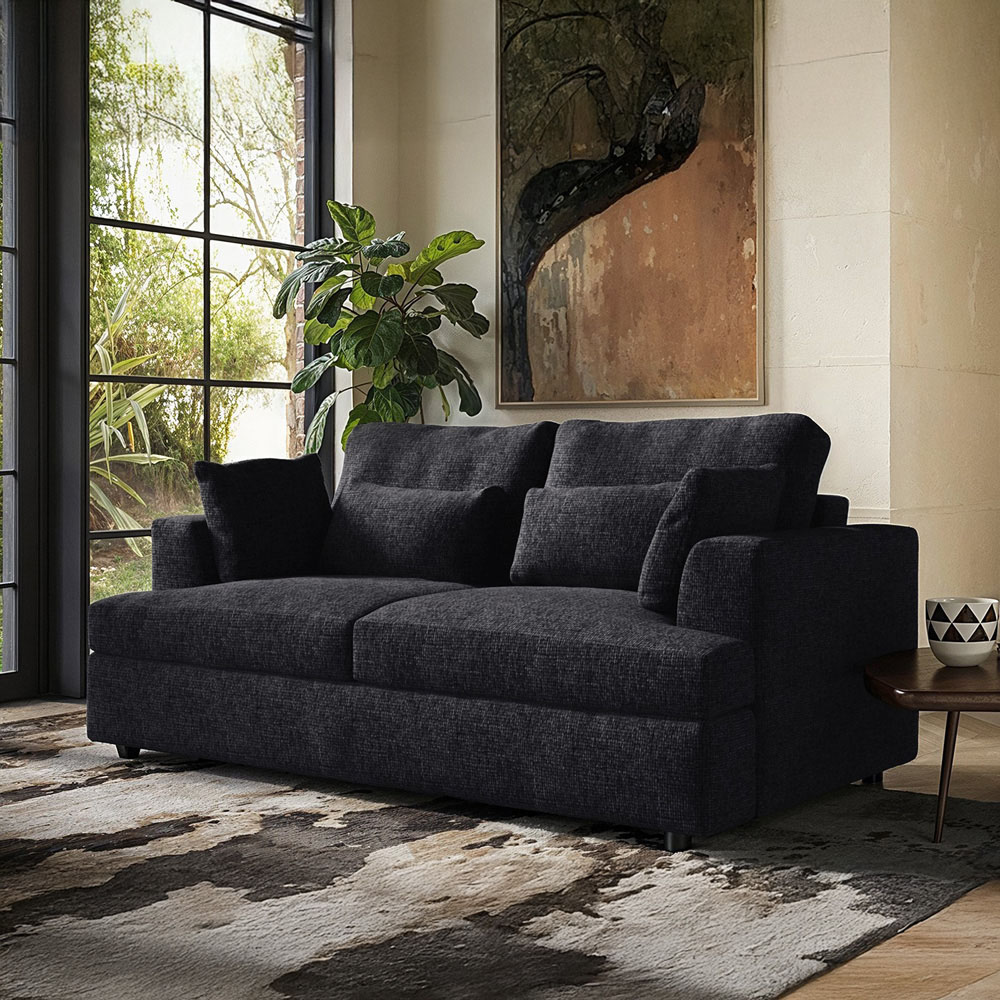 Solace+Co Drew 2 Seater Charcoal Chenille Sofa Image 5
